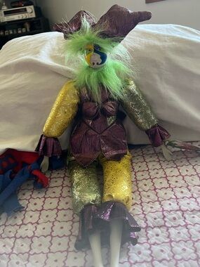 Green-Accented Jester Decorative Doll - Festive Home Accent